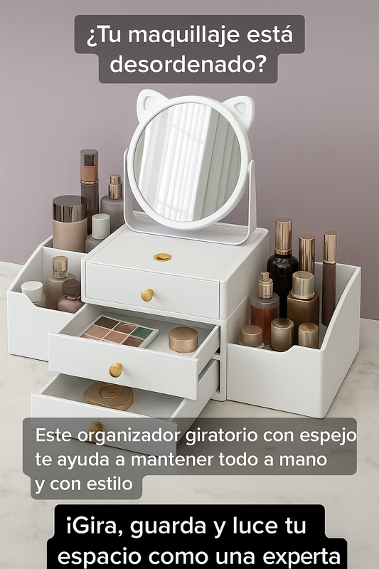 Organizador Maquillaje Espejo Giratorio 360°